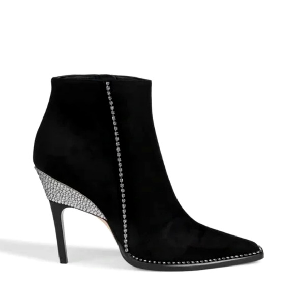 Jimmy Choo 7 Brecken 100 Crystal Embellished Suede Ankle Boots Crystal Black 37 - Picture 2 of 13